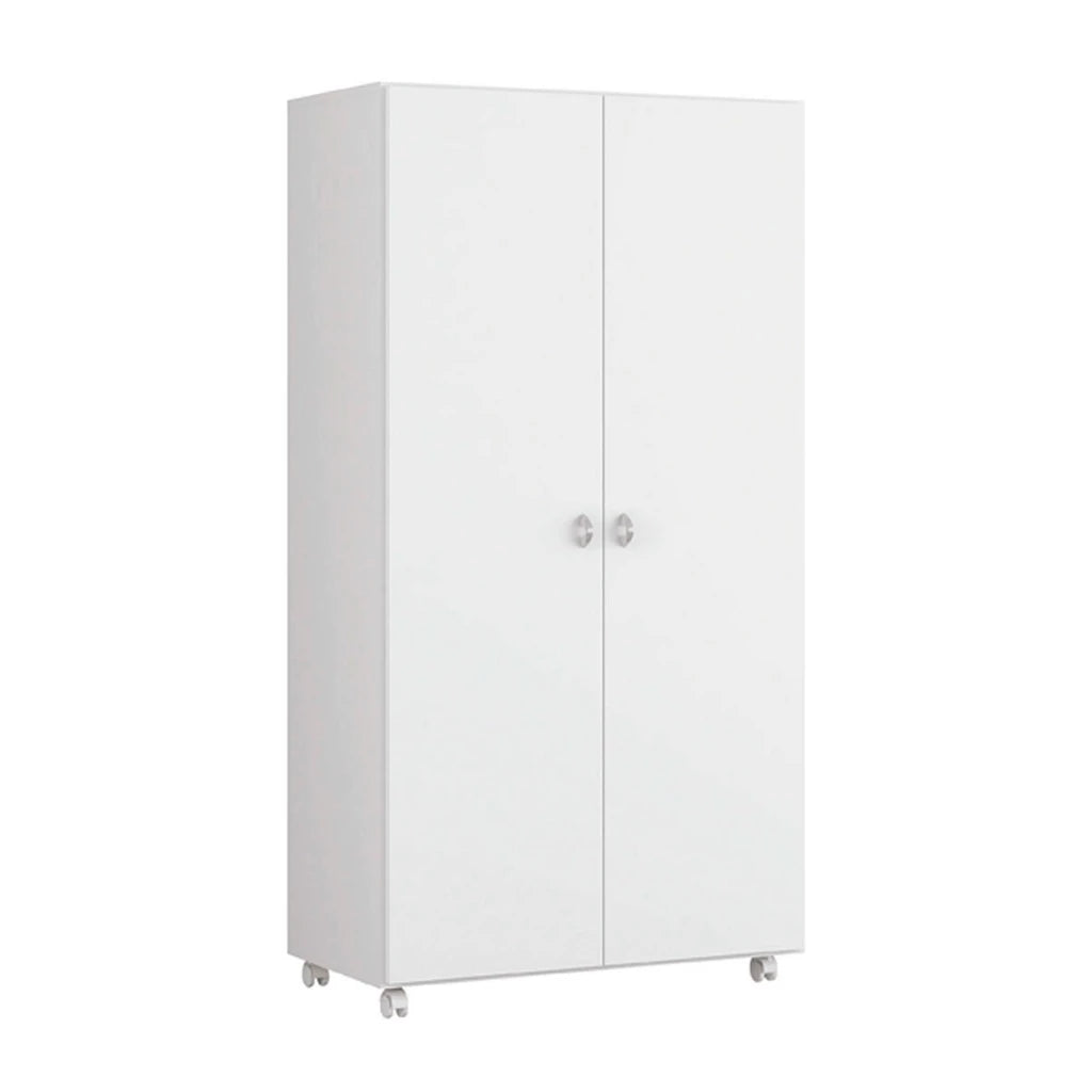 Armário Multiuso Alto 2 Portas com Rodízios e Nicho para Eletro - 100% MDF Branco [Organizador Universal]