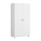 Armário Multiuso Alto 2 Portas com Rodízios e Nicho para Eletro - 100% MDF Branco [Organizador Universal]