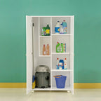 Armário Multiuso Alto 2 Portas com Rodízios e Nicho para Eletro - 100% MDF Branco [Organizador Universal]