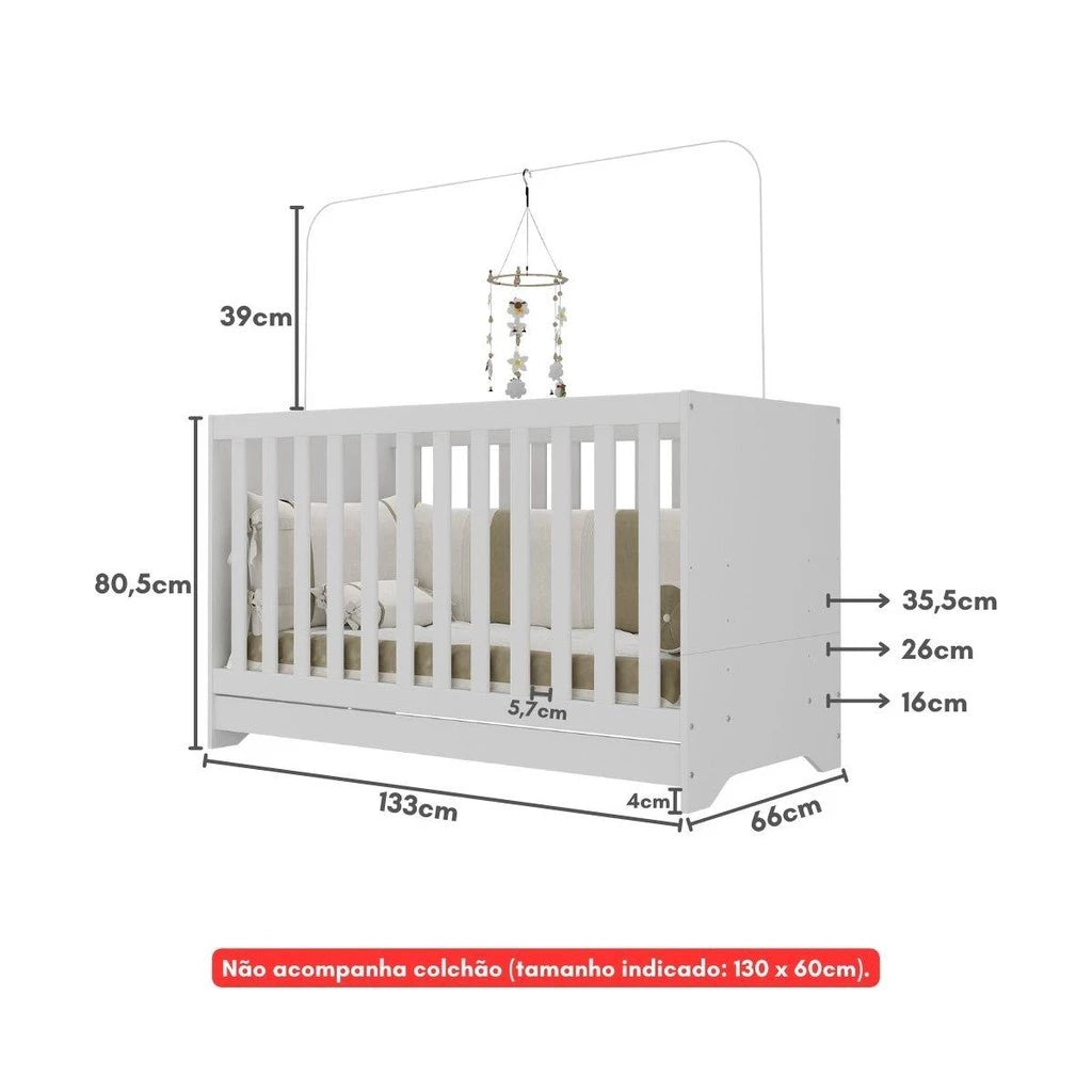 Berço 3 em 1 Evolutivo (Vira Mini Cama) - 100% Madeira Maciça [Garantia de 3 Anos]