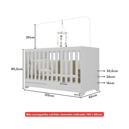 Berço 3 em 1 Evolutivo (Vira Mini Cama) - 100% Madeira Maciça [Garantia de 3 Anos]