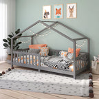 Cama Casinha Montessoriana Solteiro Lisan - 100% Madeira Maciça [Grade de Proteção 32cm]