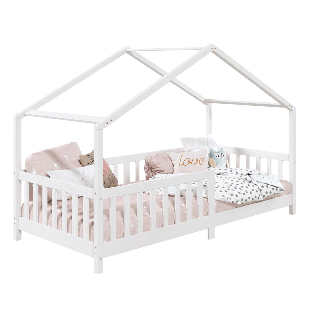 Cama Casinha Montessoriana Solteiro Lisan - 100% Madeira Maciça [Grade de Proteção 32cm]