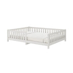 Cama Montessoriana Casal com Grade Eva - 100% Madeira Maciça Branca [Suporta 220kg]