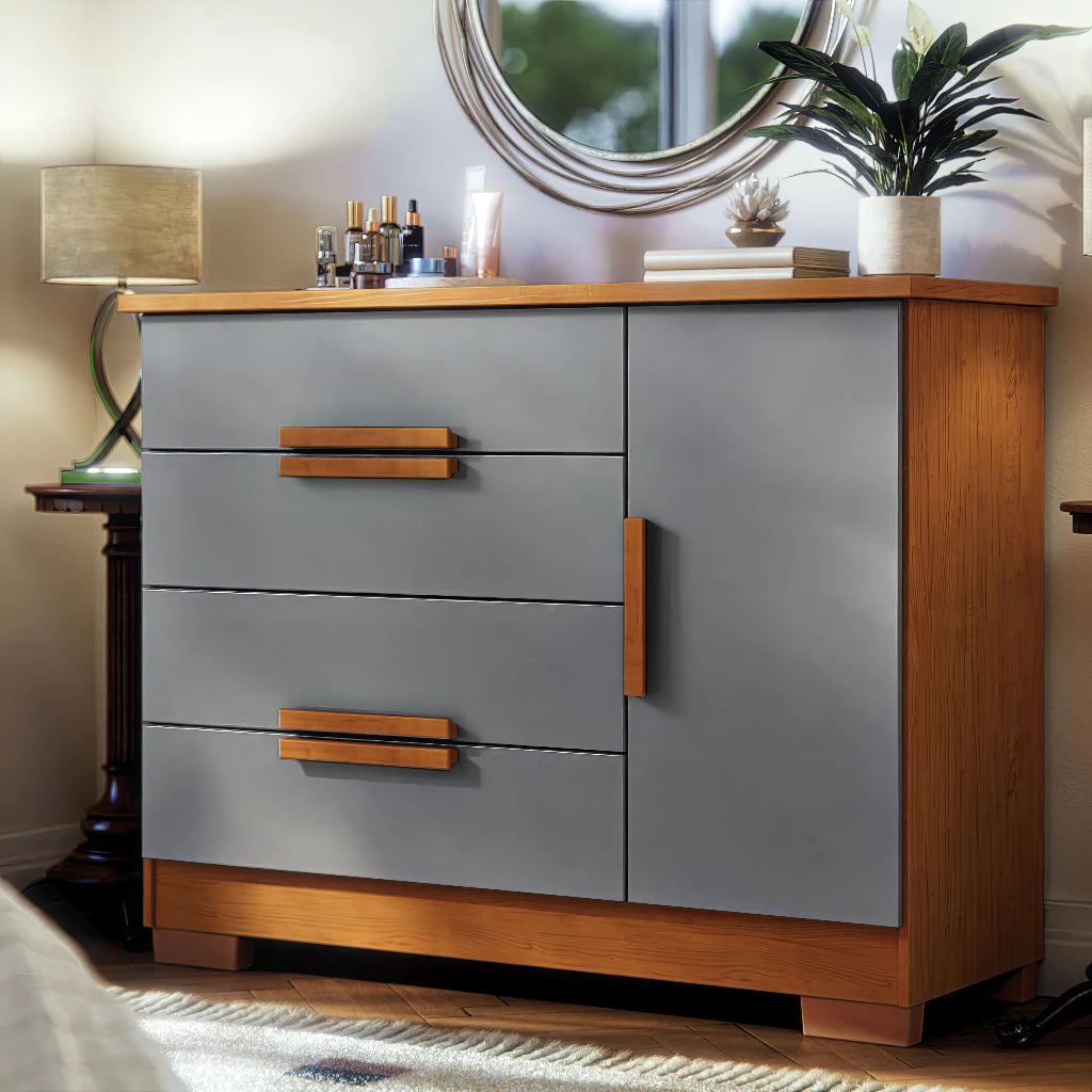 Cômoda Sapateira Bréscia 4 Gavetas e 1 Porta - 100% MDF Branco [Tampo Espaçoso]