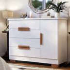 Cômoda Sapateira Bréscia 4 Gavetas e 1 Porta - 100% MDF Branco [Tampo Espaçoso]