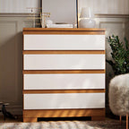 Cômoda Imperial 4 Gavetas Compacta - Branco/Nature Off White [Acabamento Premium]