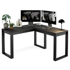 Mesa Escrivaninha de Canto em L Berlim Home Office - 100% MDF Preto/Cinamomo [Design Industrial]