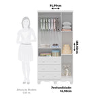 Guarda-Roupa Infantil Mimo 3 Portas e 3 Gavetas - 100% MDF Branco Brilho [Kit Rodapé Duplo]