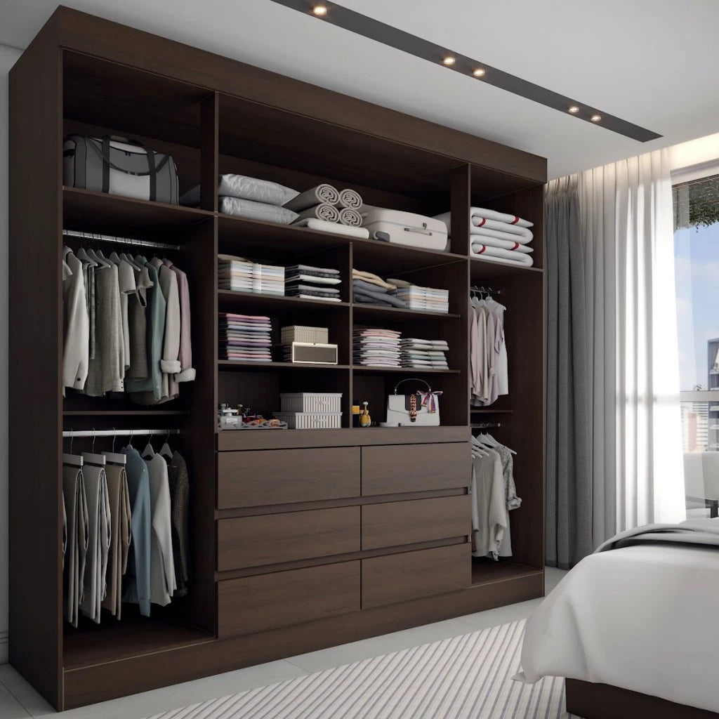 Guarda-Roupa Casal Honey 4 Portas 6 Gavetas com Espelho