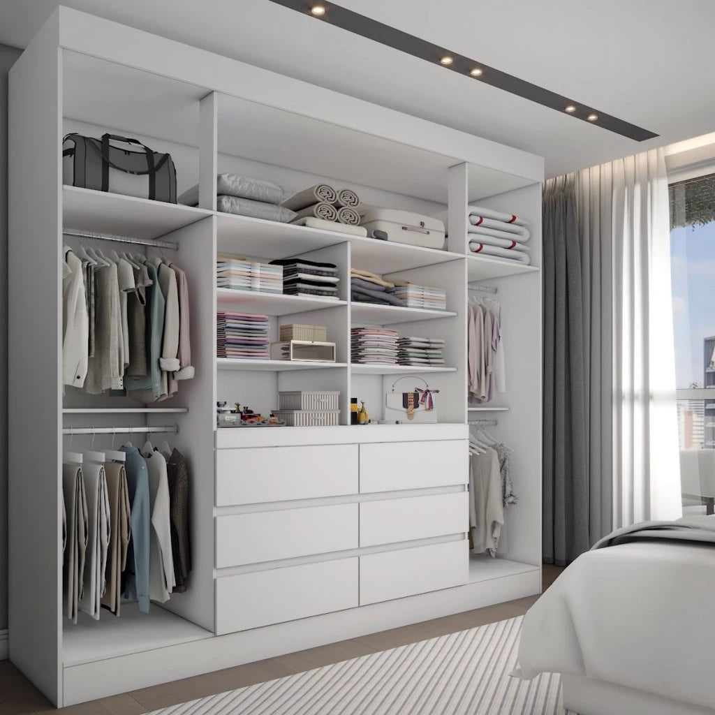 Guarda-Roupa Casal Honey 4 Portas 6 Gavetas com Espelho