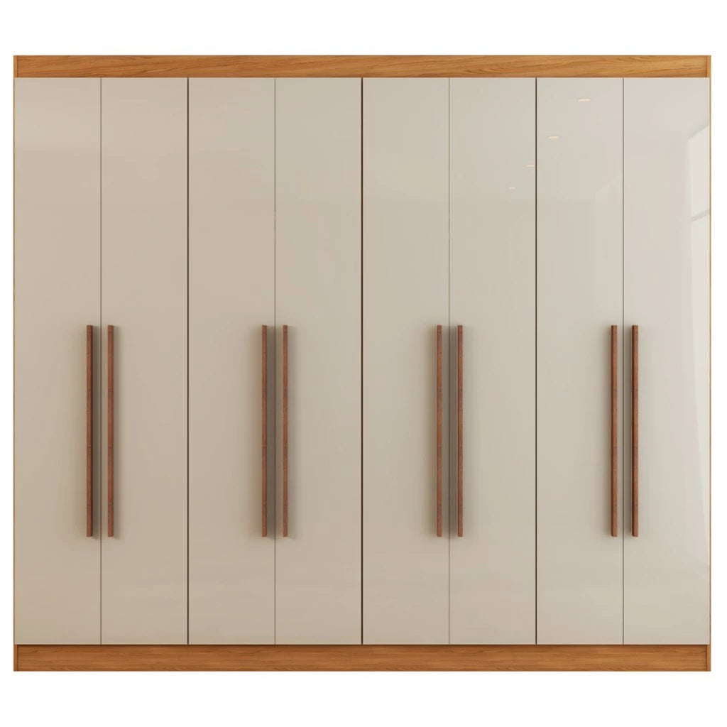 Guarda-Roupa Casal Ele e Ela 8 Portas e 8 Prateleiras - 100% MDF Cinamomo/Chumbo [Largura 2.06m]