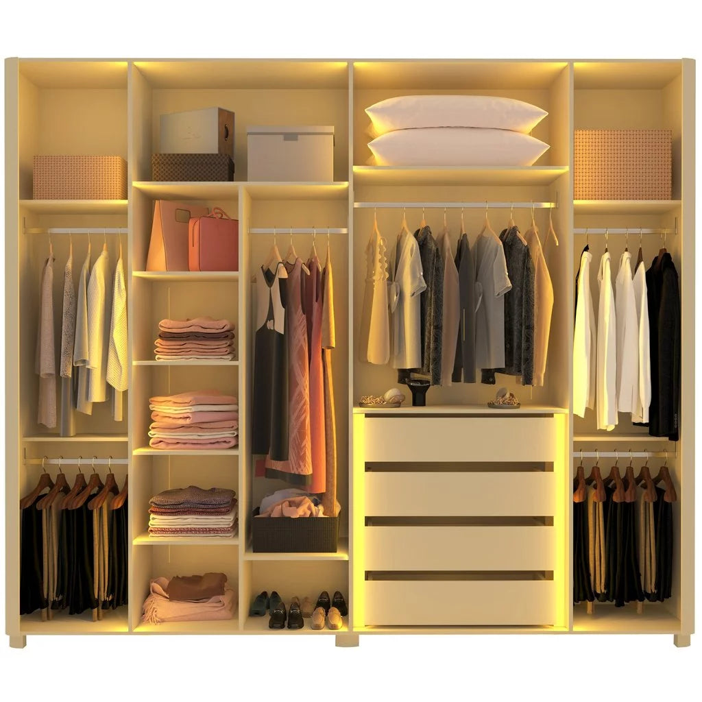 Guarda-roupa Casal 6 Portas com 6 Portas Reflecta com Pés com Led Innova 100% MDF Off White [QUEIMA DE ESTOQUE]