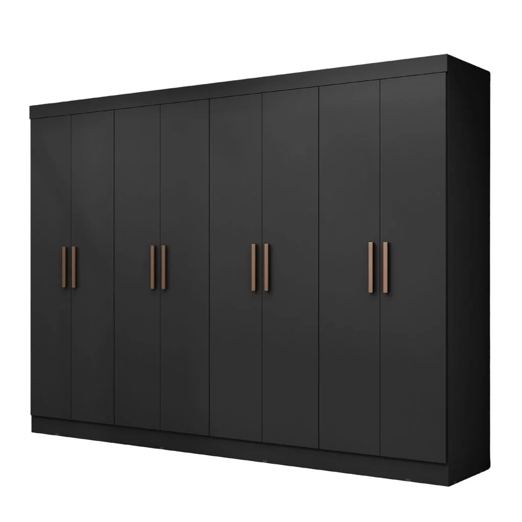 Guarda Roupa Casal 8 Portas 4 Gavetas Paris Espresso Móveis Preto [QUEIMA DE ESTOQUE]
