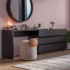 Escrivaninha em L ou Reta 140cm 6 Gavetas Preto [PROMOÇÃO]