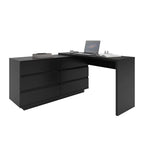 Escrivaninha em L ou Reta 140cm 6 Gavetas Preto [PROMOÇÃO]