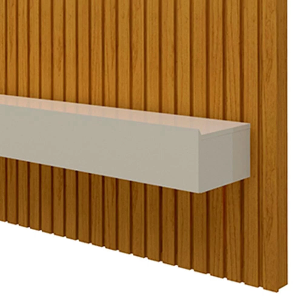 Painel Home Ripado para TV Até 75" com LED e 2 Gavetas - 100% MDF Naturale/Off White [Altura 2.50m]
