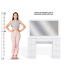 Penteadeira Camarim 7 Gavetas com Espelho e Kit LED Profissional - 100% MDF Branco [Iluminação 3 Tons]