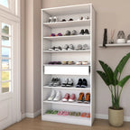 Sapateira Vertical Rubi 2 Portas com Espelho e Gaveta - 100% MDF Branco [15 Pares]